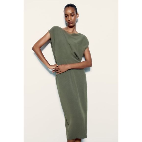 Zara Minimalist Tee Dress Cuffed Black- S/ M